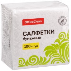 Салфетки бумажные OfficeClean, 1 слойн., 24*24см, белые, 100шт